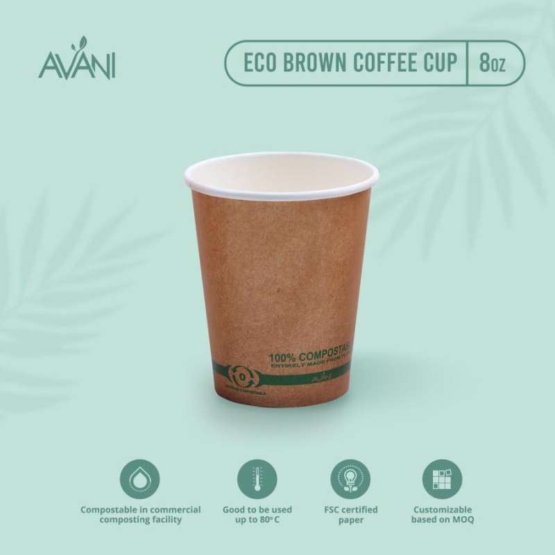 Jual Paper Cup Coklat 8 oz, Gelas Ramah Lingkungan Tahan Panas - 50 ...
