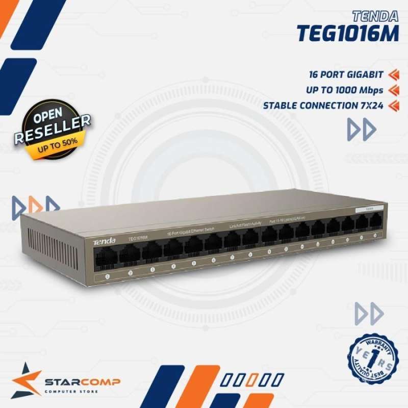 Jual Tenda TEG1016D 16Port Gigabit Desktop Switch Hub Rack