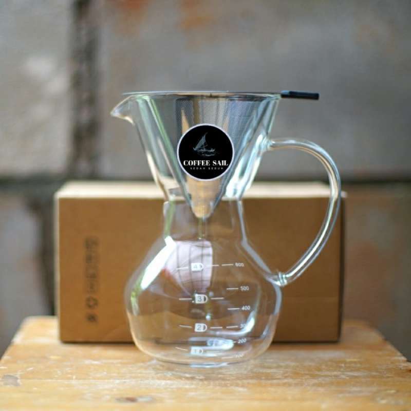 Promo CHEMEX COFFEE MAKER POT DECANTER SERVER KOPI SET V60 STAINLESS