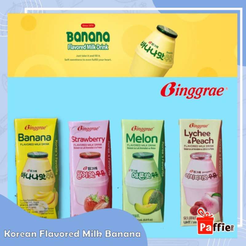 Promo KOREAN FLAVORED MILK BANANA MELON SUSU PISANG KOREA PEACH ...
