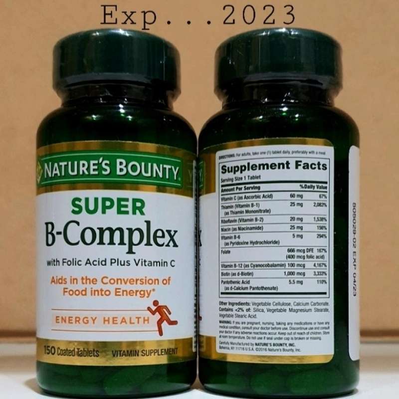 Promo NATURES BOUNTY SUPER B COMPLEX FOLIC ACID VITAMIN C 150 TABLET Diskon 33 di Seller Nur
