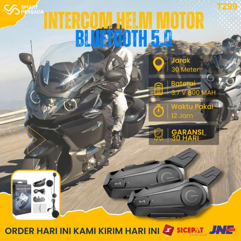 Promo Interkom Helm Motor Bluetooth 5.0 Headset Helmet 1P Diskon 23 di