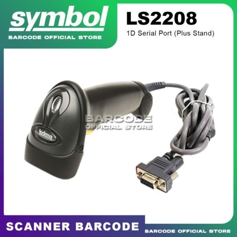Jual Scanner Barcode Symbol Ls2208 + Stand Port Serial Rs232 With