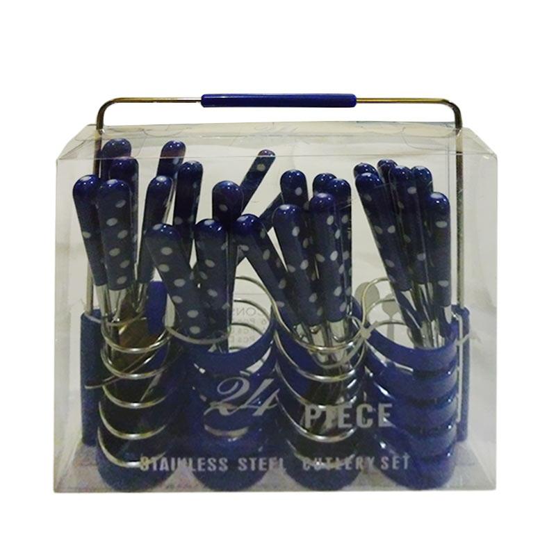 Jual Gogo Model Polkadot Set Peralatan Makan - Biru [24