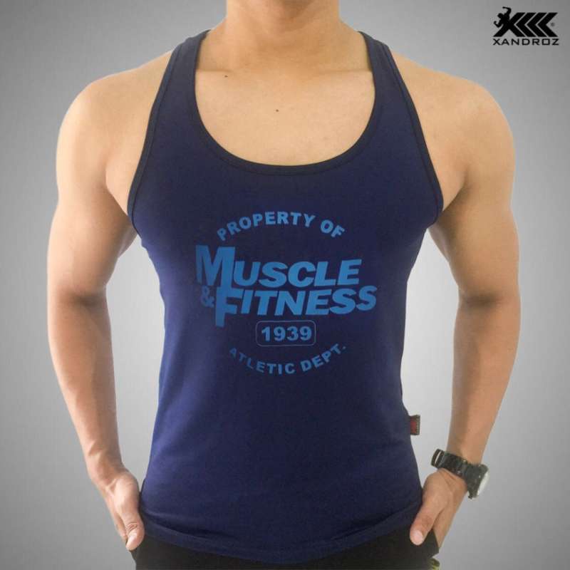 Jual Singlet Gym MUSCLE FITNESS Lycra Bodyfit Pria Xandroz Polos di
