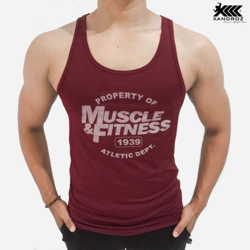 Jual Singlet Gym MUSCLE FITNESS Lycra Bodyfit Pria Xandroz Polos di