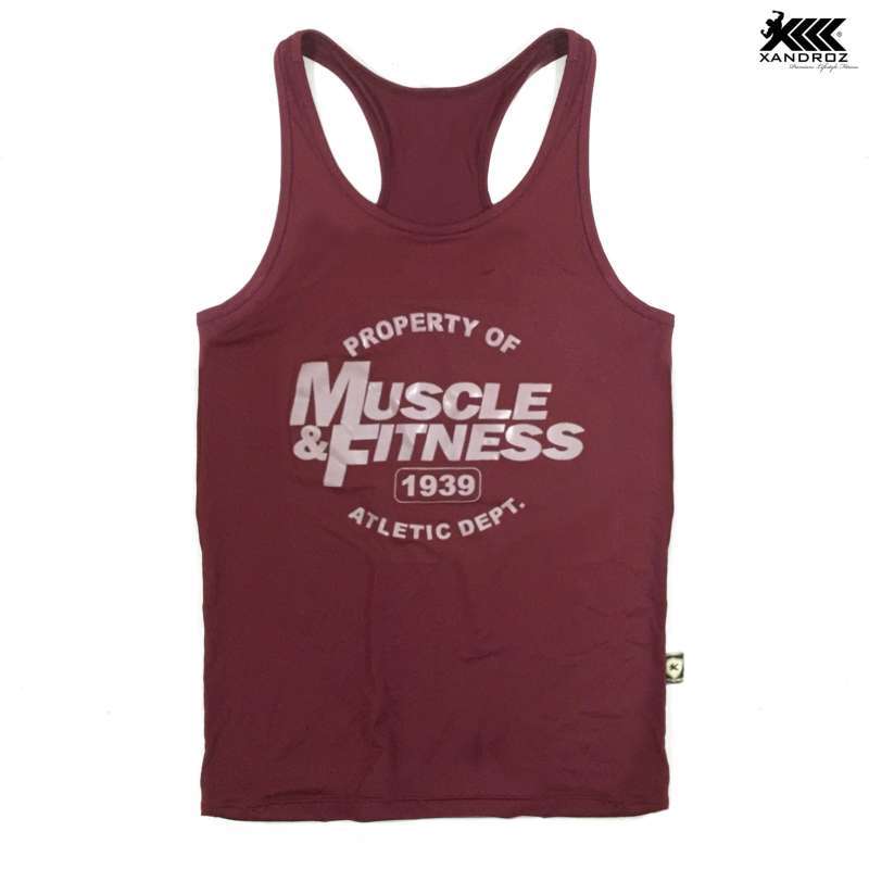 Jual Singlet Gym MUSCLE FITNESS Lycra Bodyfit Pria Xandroz Polos di