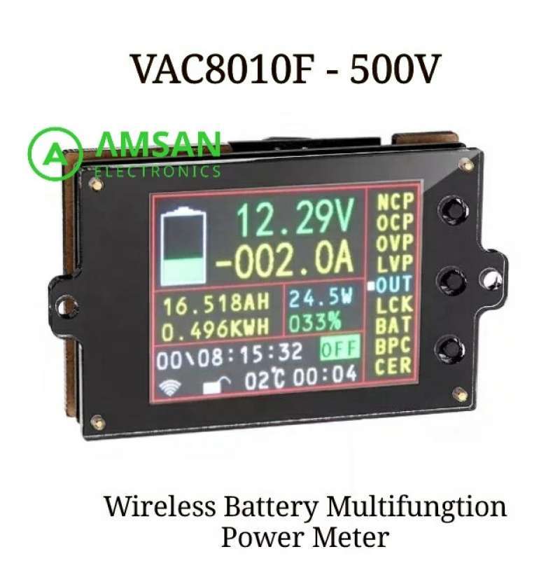 Promo VAC8010F500V Wireless Battery Volt Ampere Coulomb DC Watt Meter