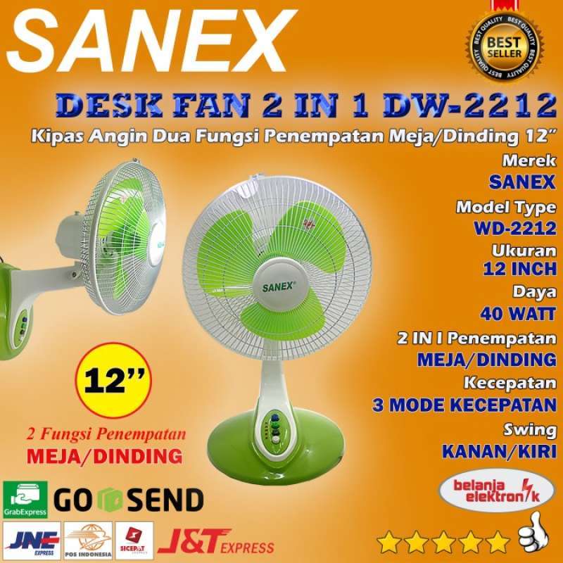Jual Kipas Angin Meja / Dinding 12 Inch Desk Fan 2 In 1 Sanex Dw2212