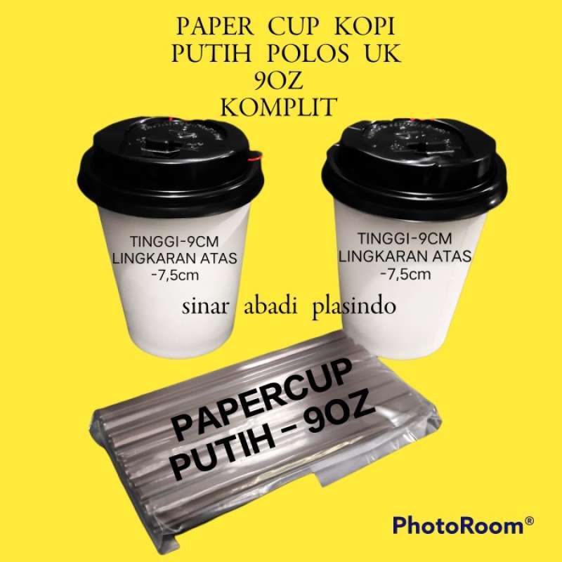Jual Paper Cup Kopi Kertas Putih Uk 9 Oz Komplit Gelas+Tutup-Sedotan ...