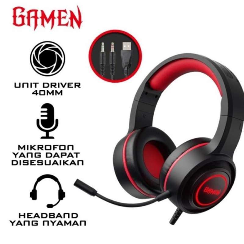 Jual Gamen GH100 Headset Headphone Gaming Pc Laptop Handphone di Seller