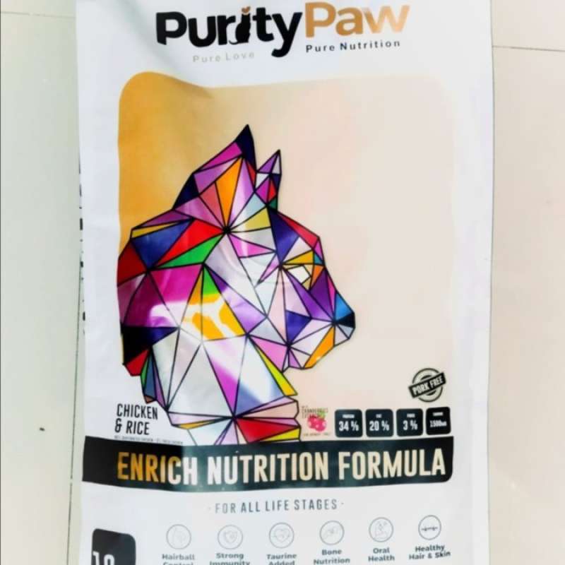 Promo [NO BRAND] PURITY PAW Chicken & Rice 1kg repack makanan kucing ...