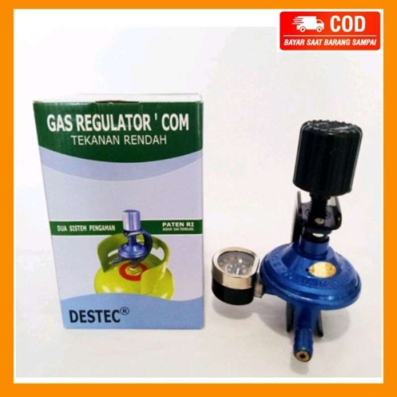 Jual Regulator Gas Destec COM 201M+Meter Kepala Gas LPG Sistem Putar