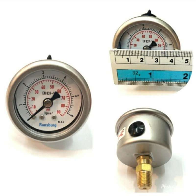 Jual 7 BAR (KG/CM2) 1,5 INCH PRESSURE GAUGE BACK RANSBURG ( RWS 110B
