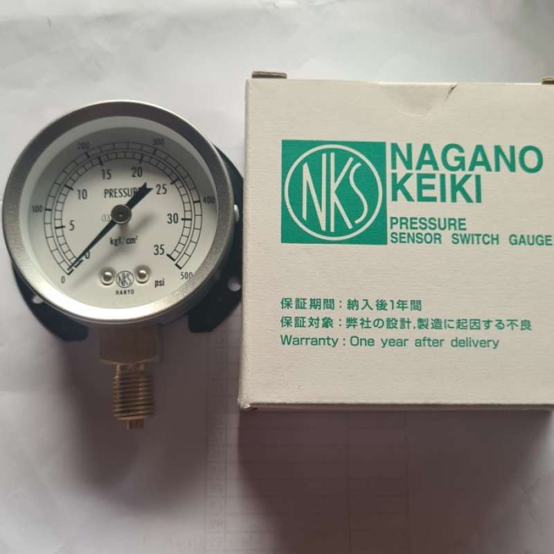 Jual pressure gauge Nagano 35 kg ukuram 2,5 inch drat 3/8 dan drat 1/2