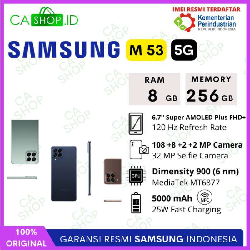Jual Samsung Galaxy M53 5G NFC 8/256GB - Garansi Resmi SEIN - Blue di ...