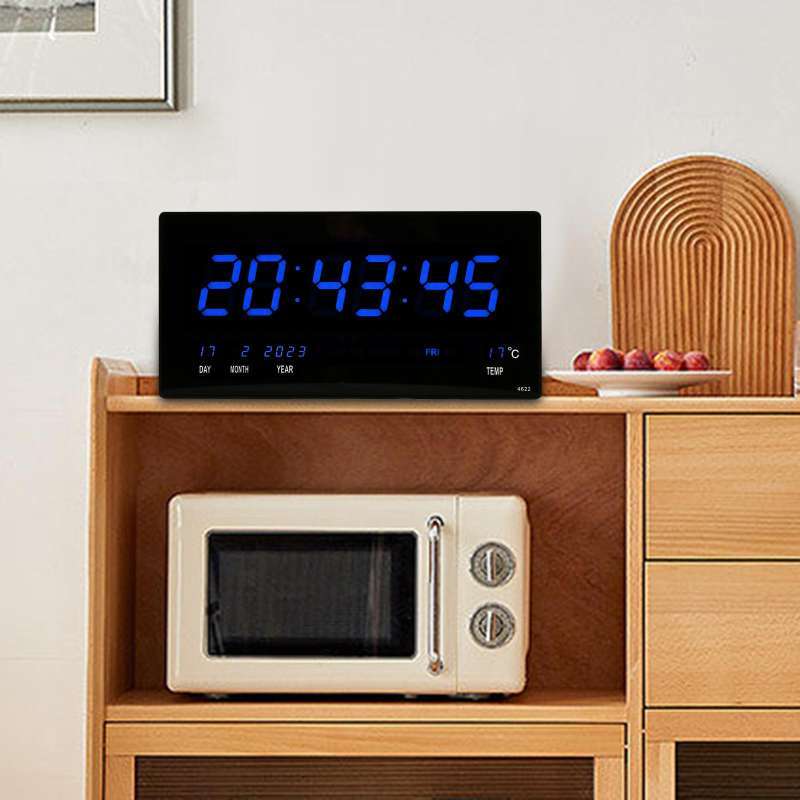 Promo Rectangle Digital Wall Clock USB Indoor Temperature Day of Week ...
