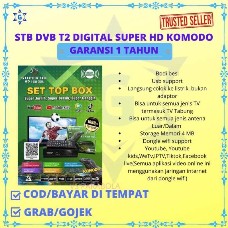 Jual Receiver Set Top Box Dvb T2 Super Hd Hijau Komodo Digital Bodi