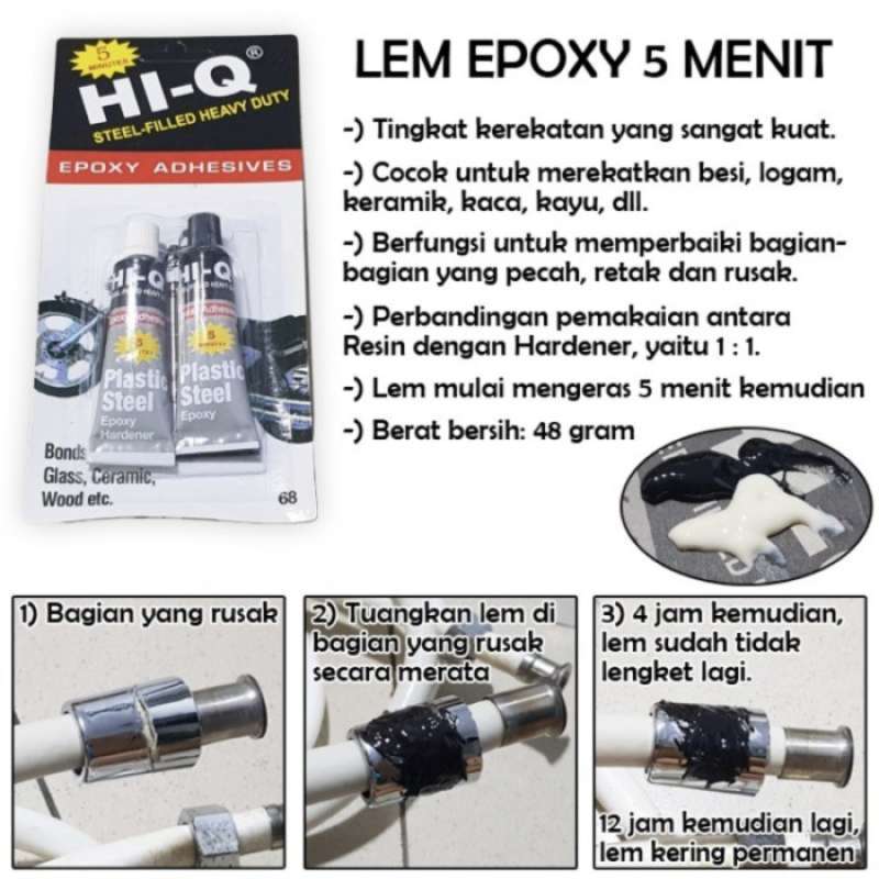 Promo Lem Epoxy Power Steel Resin Hardener 5 Menit 48 Gram Diskon 34