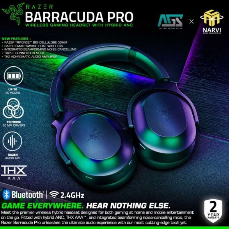 Promo Razer Barracuda PRO Wireless Hybrid ANC Gaming Headset Diskon