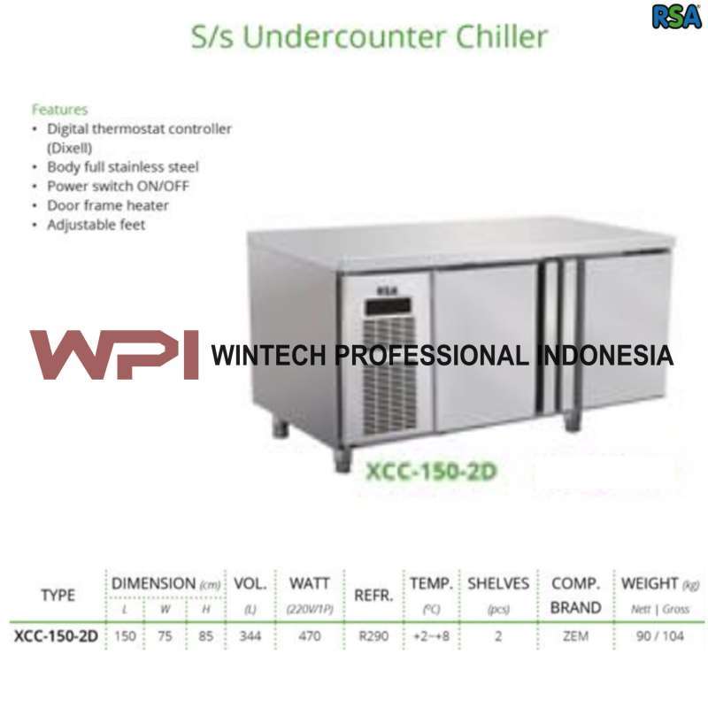 Jual Rsa Xcc-150-2d Ss Kitchen Refrigeration Undercounter Chiller 2 ...