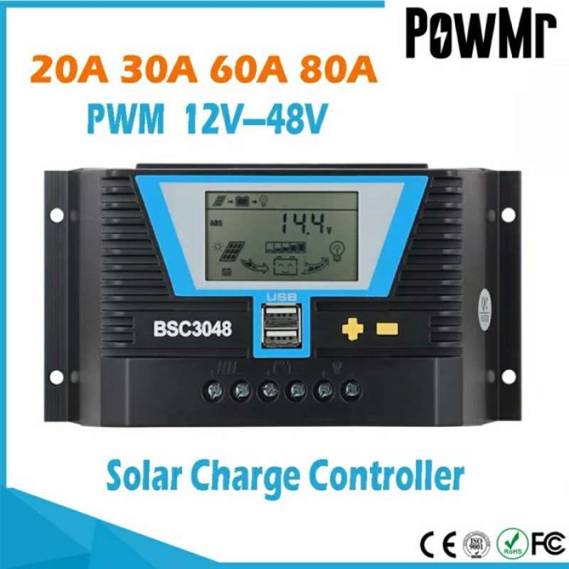 Promo Solar Charge Controller Powmr 12v 24v 36v 48v 30a Bsc3048 Pwm ...