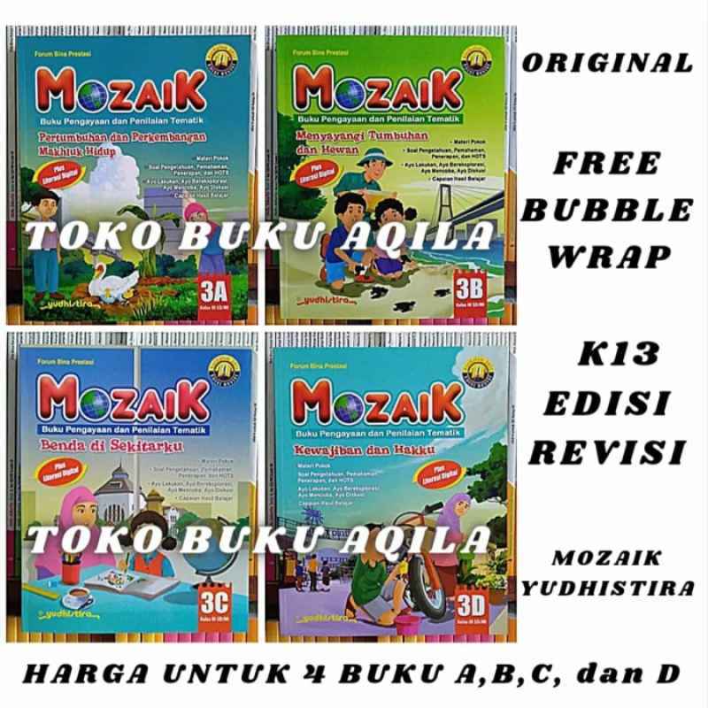 Promo Paket Buku Mozaik 3A 3B 3C 3D Yudhistira Kelas 3 SD K13 Edisi ...