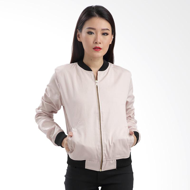 Jual MKY Clothing Plain Bomber Jacket Wanita Beige 