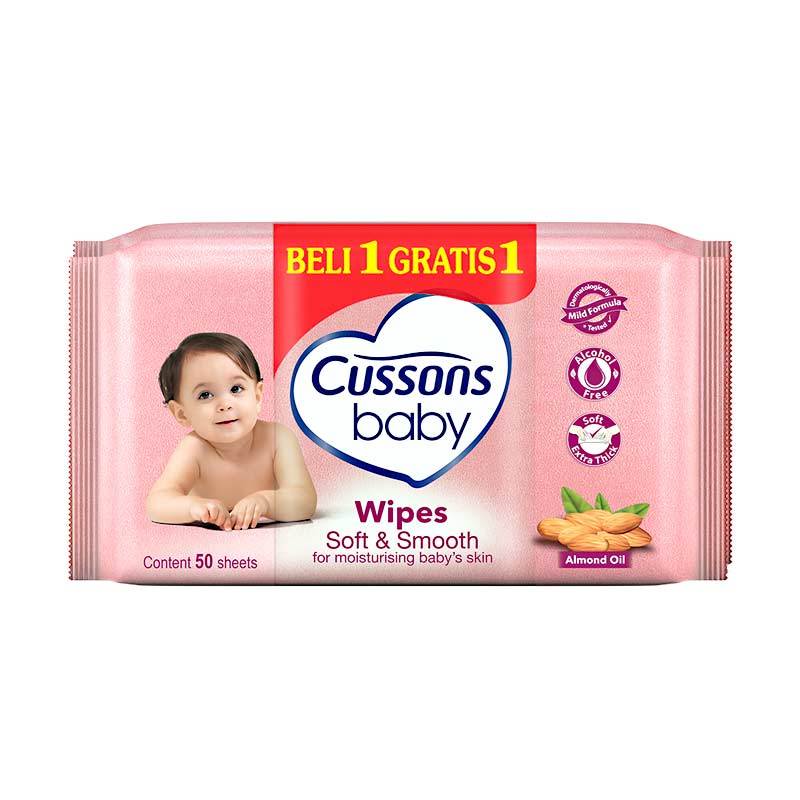 Jual Cussons Soft & Smooth Almond Oil Baby Wipes [50 Sheets] Di Seller