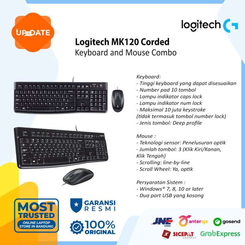 Promo Logitech Mk120 Combo Keyboard And Mouse Usb Diskon 21 Di Seller