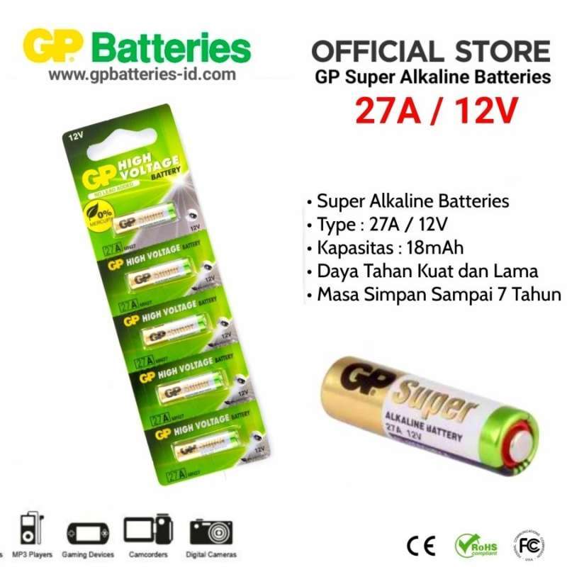 Promo Baterai GP 27A ORIGINAL 12V MN21 L1028 VR22 EL12 di Seller Toko