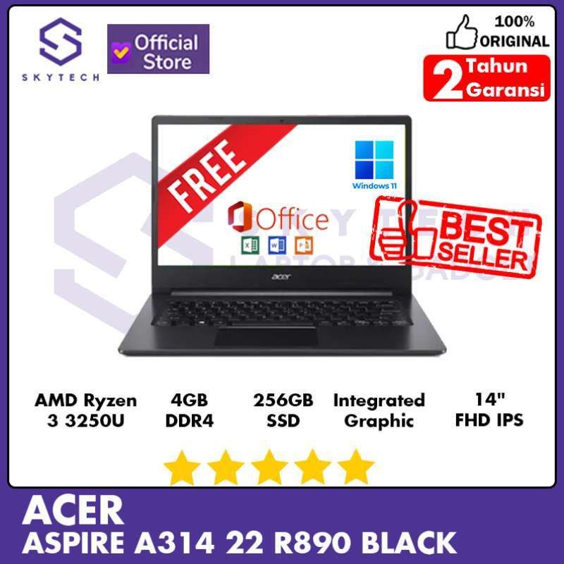 Jual LAPTOP ACER ASPIRE 3 A314 22 R890 AMD RYZEN 3 3250U RAM 4GB SSD ...