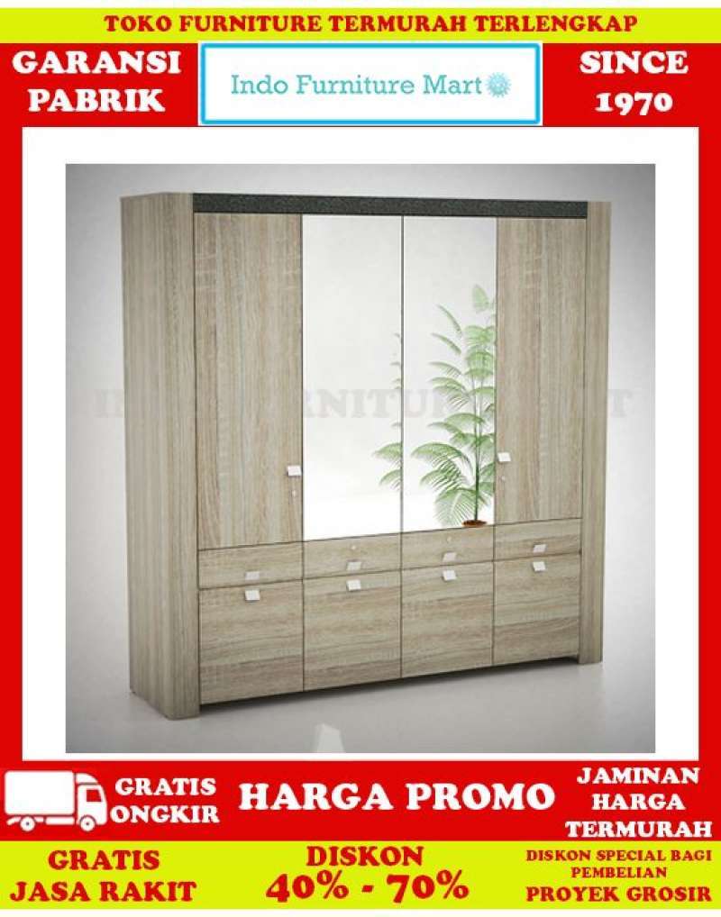 Jual Lemari Pakaian Minimalis Baju Wardrobe 4 Pintu Pro Design di ...