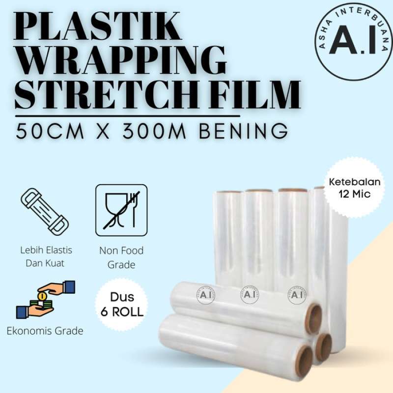 Jual Plastic Wrap Stretch Film Wrapping Plastik Wraping 50Cm X 300M di