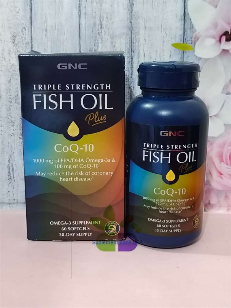 Jual (ORIGINAL) GNC Triple Strength Fish Oil Plus Coq10 60 Softgels di