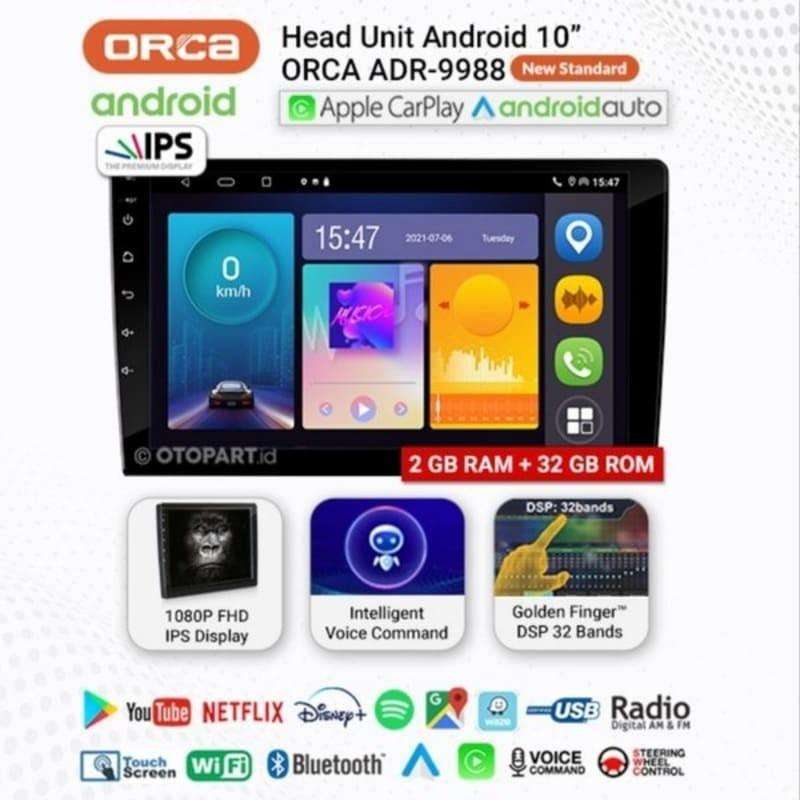 Jual Head Unit Android 10 inch ORCA ADR1088 apple carplay/android auto