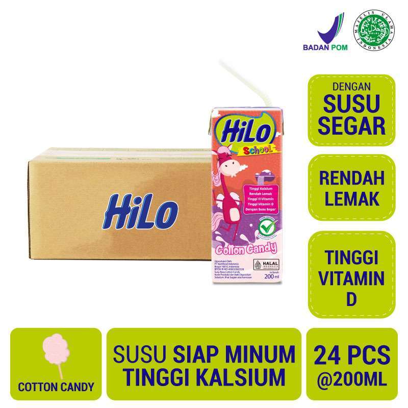 Promo HiLo School Cotton Candy Ready to Drink 200ml (24 Tetrapack