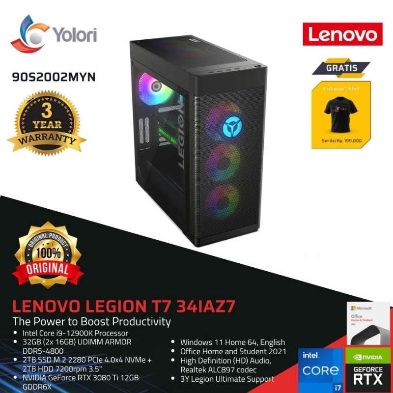 Jual Lenovo Legion T7 34iaz7 [i9-12900k, 32gb, 2tb Ssd + 2tb, Nvidia ...