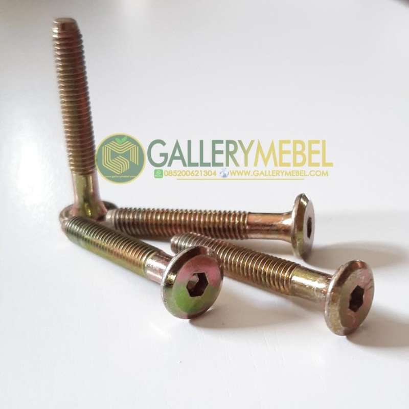 Jual Baut JCBC Knock Down Kunci L 4mm, Baut Nanasan 5cm, Furniture Bolt
