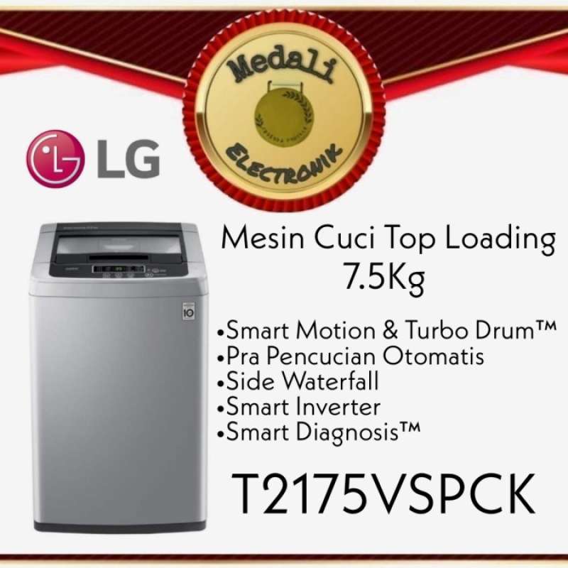 Promo LG T2175VSPCK Mesin Cuci Top Loading 7.5Kg Smart Inverter Turbo