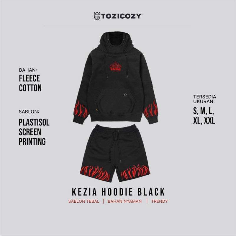 Jual Tozicozy Kezia Black Hoodie Pria Warna Hitam Bahan Cotton Fleece