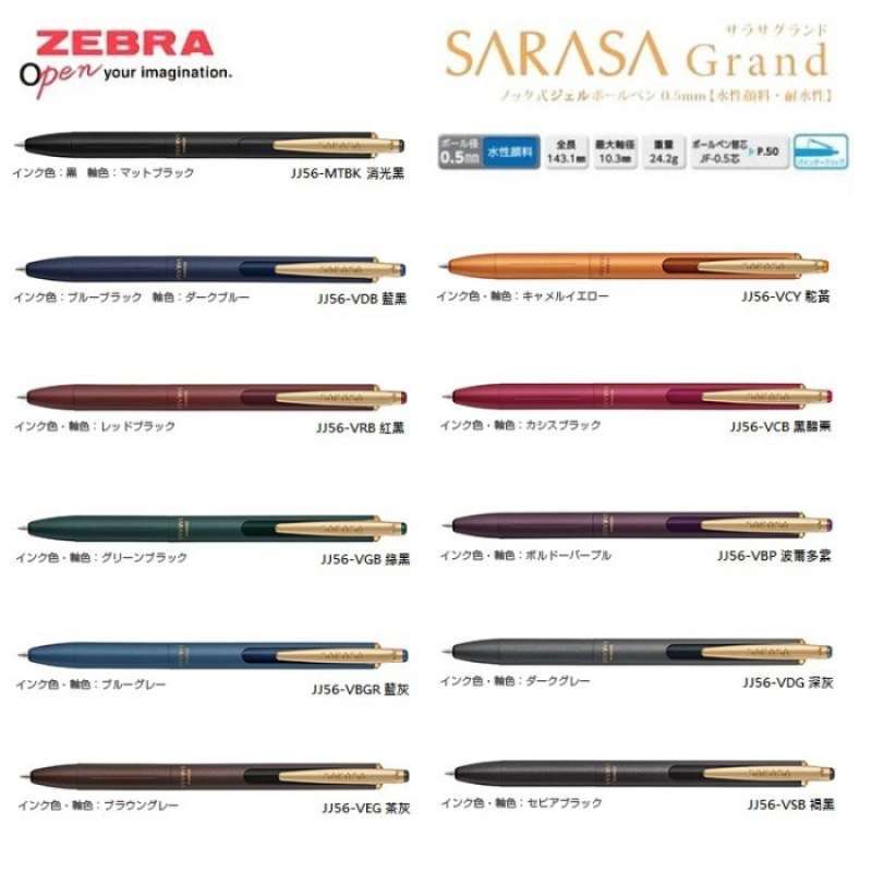 Zebra Technologies Gel Ballpoint Pen, Sarasa Grand 0.5mm Vintage Color, Matte Black (P-JJ56-MTBK - View #7