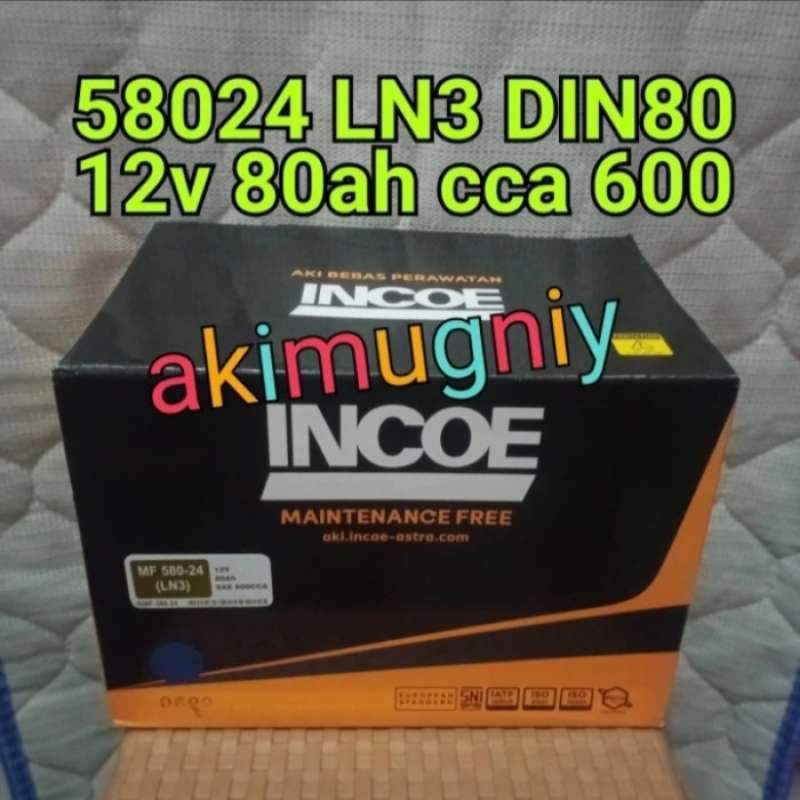 Promo Stok Terbatas Aki 58024 Ln3 Incoe 12V 80Ah Vrz Innova Reborn
