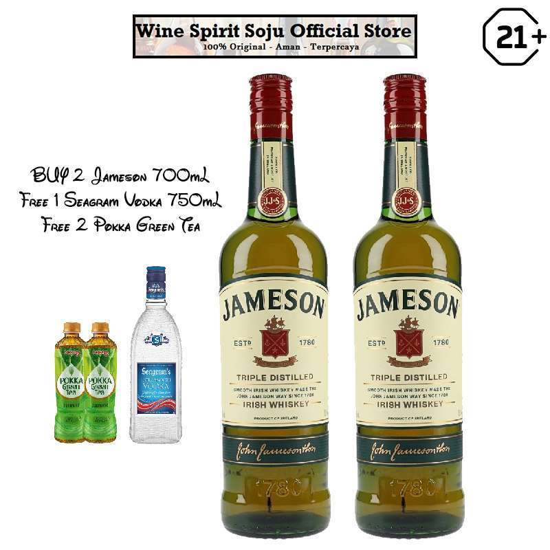 Jual Promo 2 Jameson Irish Whisky Free Seagram Vodka 750ml + Mixer di