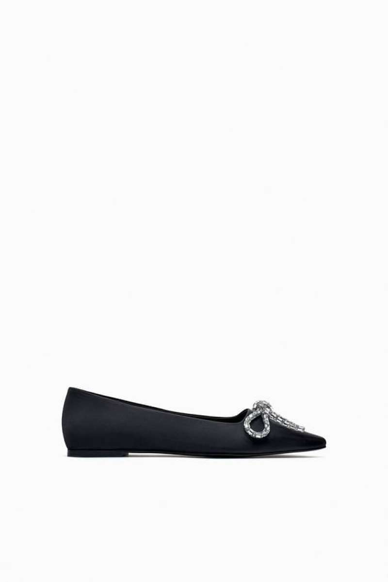 Jual ZARA ORIGINAL STORE 100 BALLET FLATS WITH EMBELLISHED BOW di