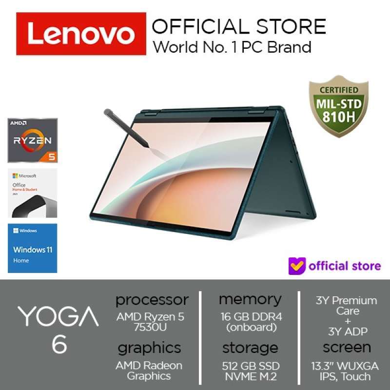 Jual lenovo yoga 6 13abr8 1mid amd ryzen 5 7530u 16gb 512gb amd