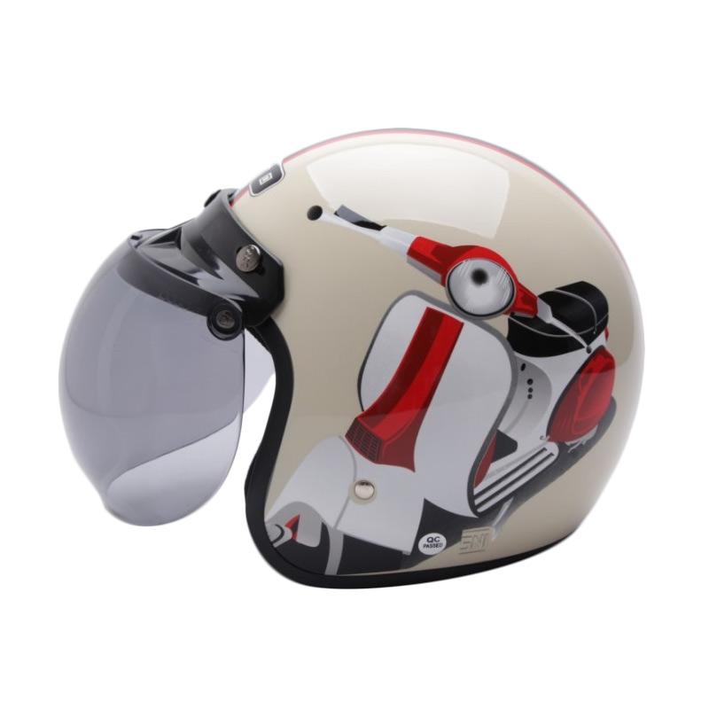 Jual WTO Helmet Retro Bogo Vespa Helm Half Face - Krem