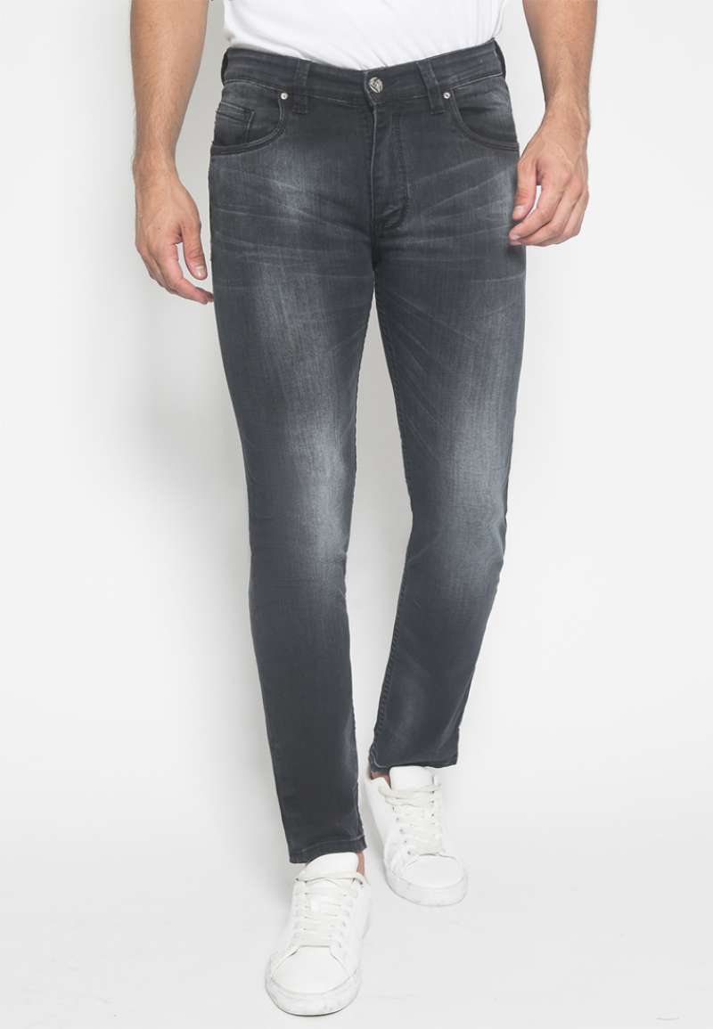 Promo LGS - Celana Panjang Jeans - Washed - Hitam - Slim Fit - JPF.509
