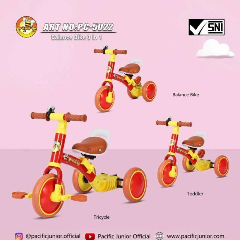 Promo Gratis Ongkir Balance Bike 3 In 1 Pacific 5022 Push Bike Sepeda