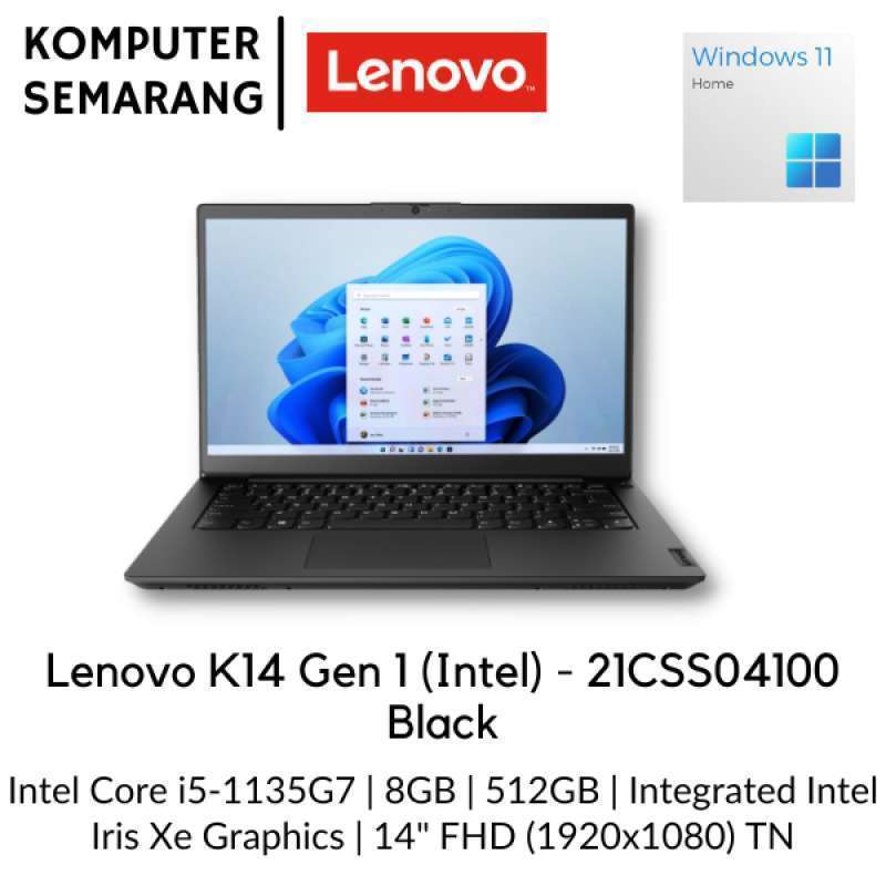 Jual Lenovo K14 Gen 1 4100 Black [i5-1135G7/8GB/512GB/Integrated Intel ...